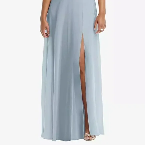 After Six 1568..Flutter Sleeve Scoop Open-Back Chiffon Dress...Mist..Size 18L